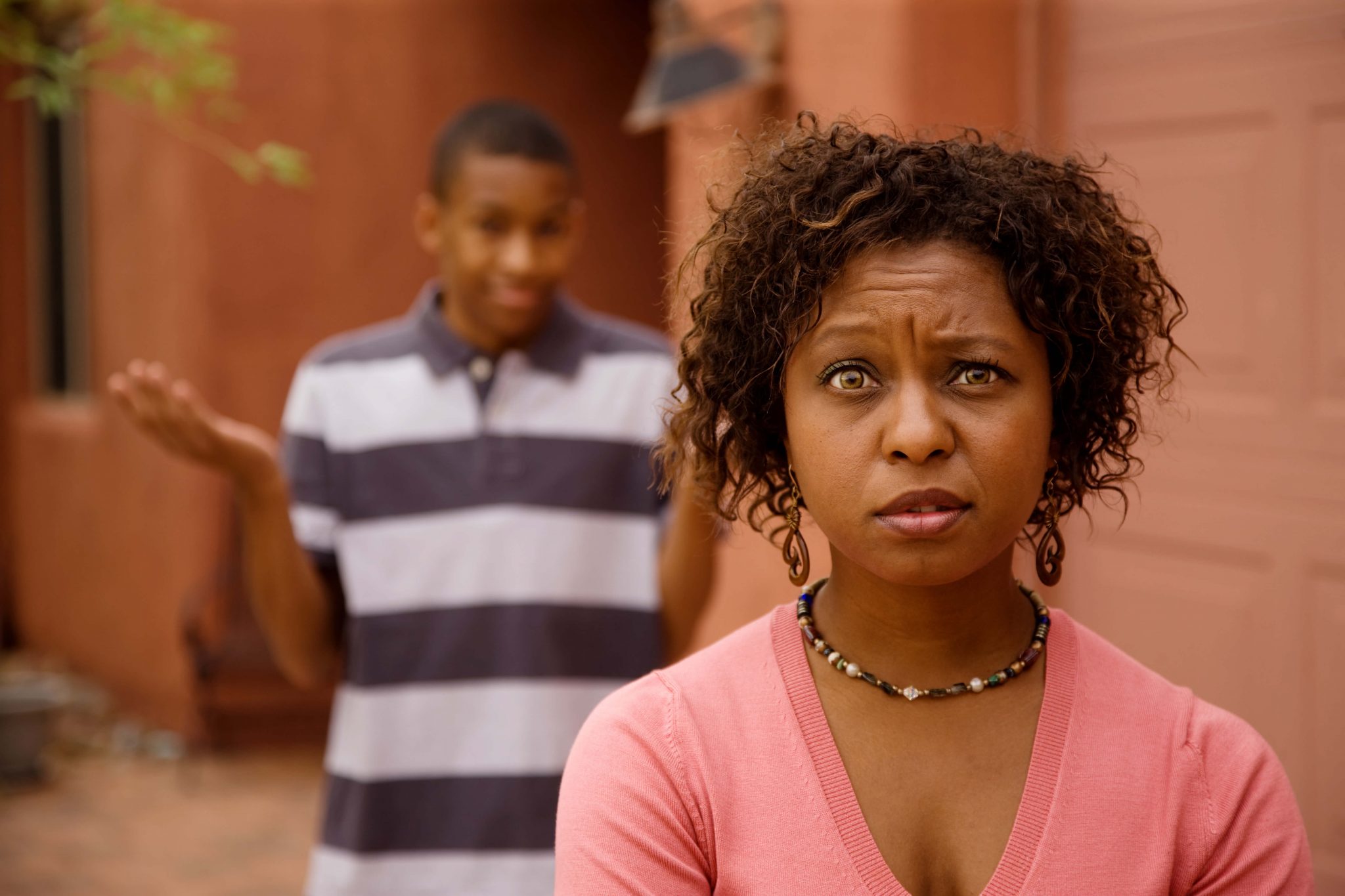 African-american mother and son- Teen World Confidential