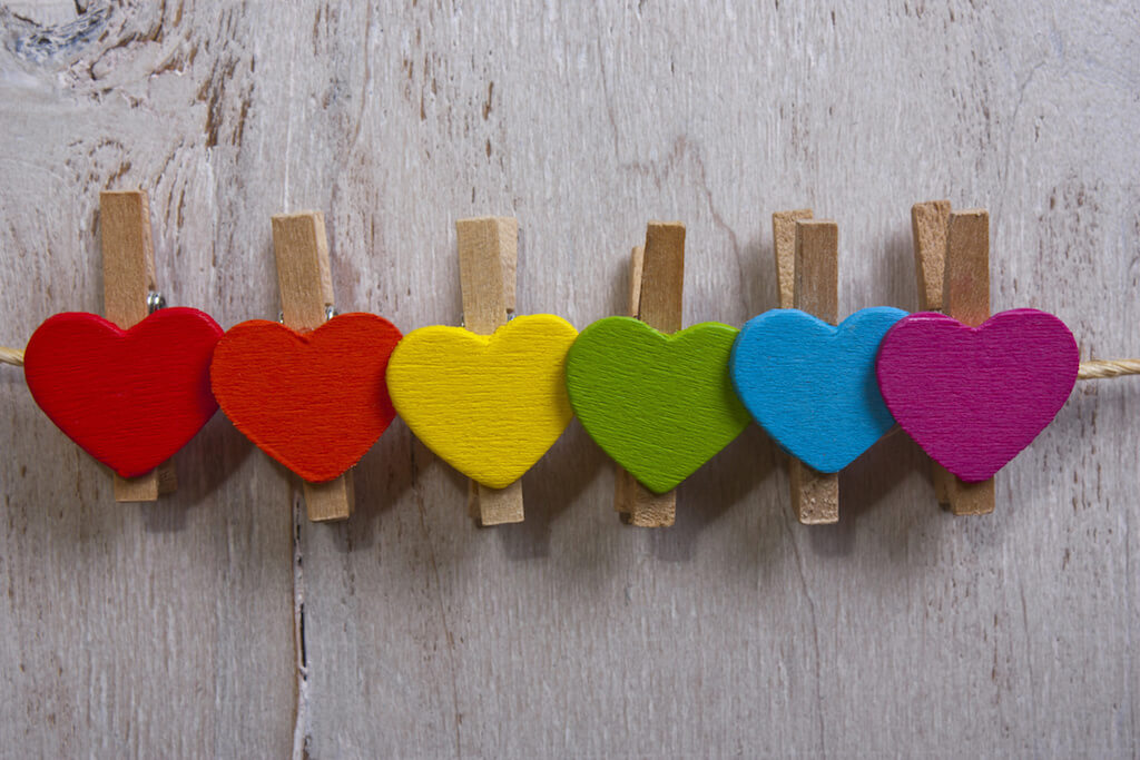 LGBT hearts on clothespins - Teen World Confidential
