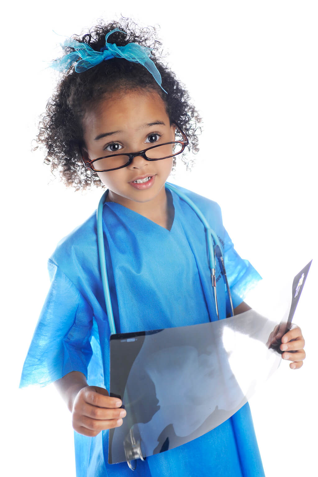 Little girl with glasses dressed as doctor - Teen World Confidential
