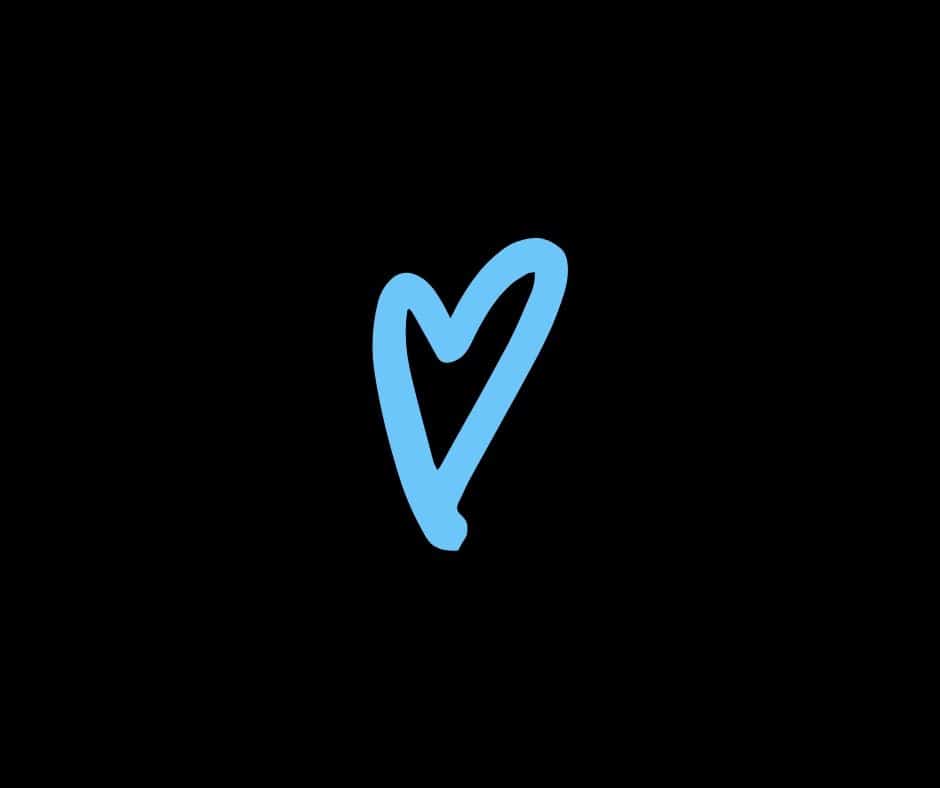 black background with blue heart in center